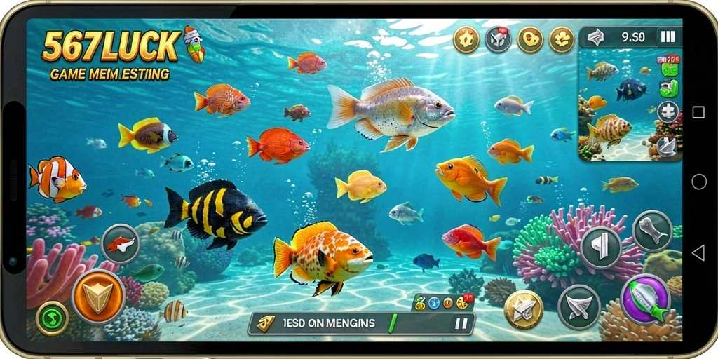 Gameplay 567LUCK yang menampilkan berbagai teknik memancing.