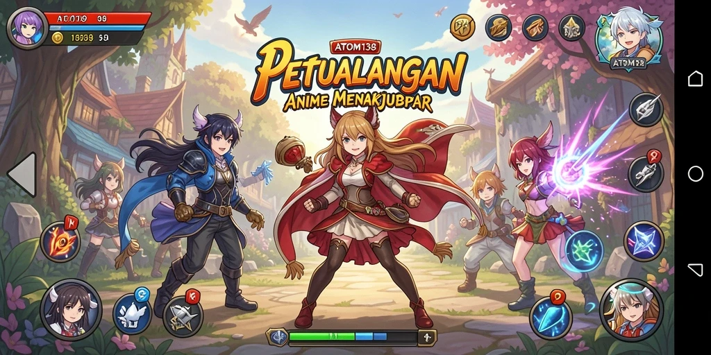 Tampilan gameplay mengesankan dari ATOM138 dengan karakter anime yang dinamis.