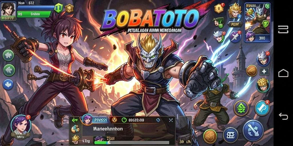 Tampilan gameplay utama BOBATOTO yang penuh petualangan.