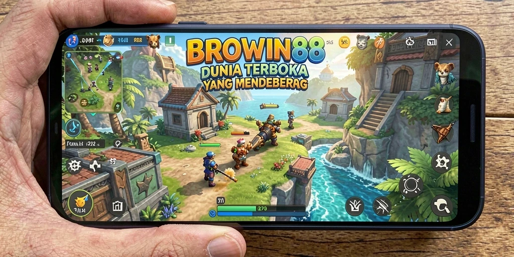 Tampilan gameplay BROWIN88 dalam dunia terbuka yang luas.