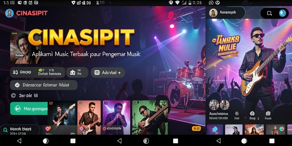 Tampilan gameplay interaktif di CINASIPIT dengan berbagai pilihan lagu.