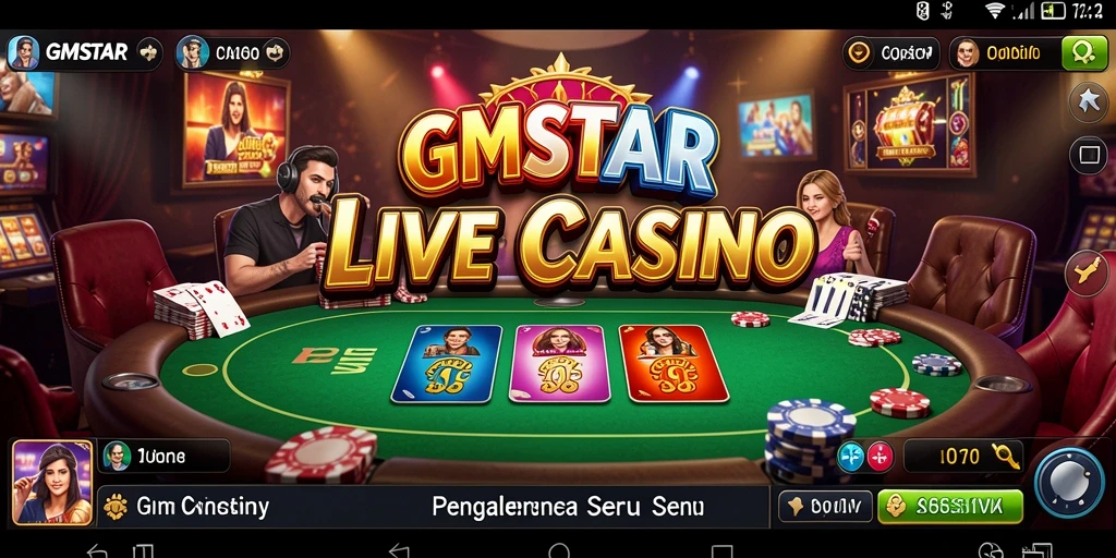 Screenshot gameplay GMSTAR yang menunjukkan dealer langsung dalam aksi.