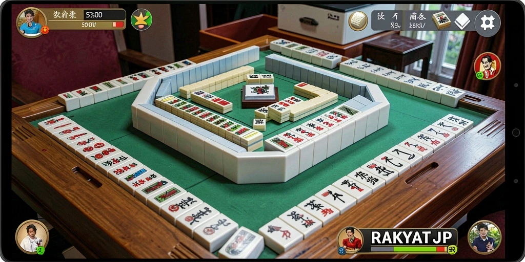 Tampilan menarik dari gameplay RAKYATJP yang menampilkan tantangan Mahjong.