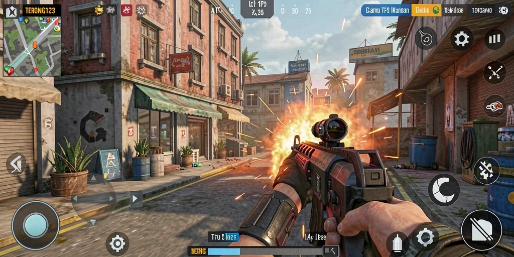 Screenshot TERONG123 menampilkan aksi seru dalam gameplay TPS.