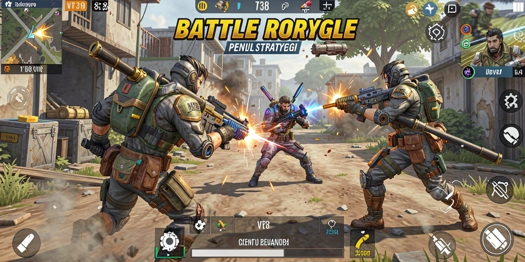 Gameplay seru dalam dunia Battle Royale yang mendebarkan.