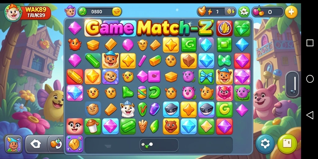 Tangkapan layar WAK89 menampilkan gameplay Match-3 yang menawan.